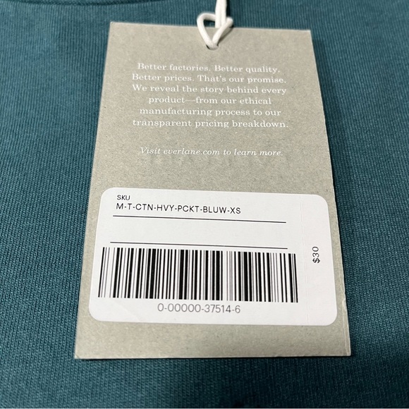 Everlane Shirt XS Premium Weight Pocket Tee Blue - Picture 3 of 7